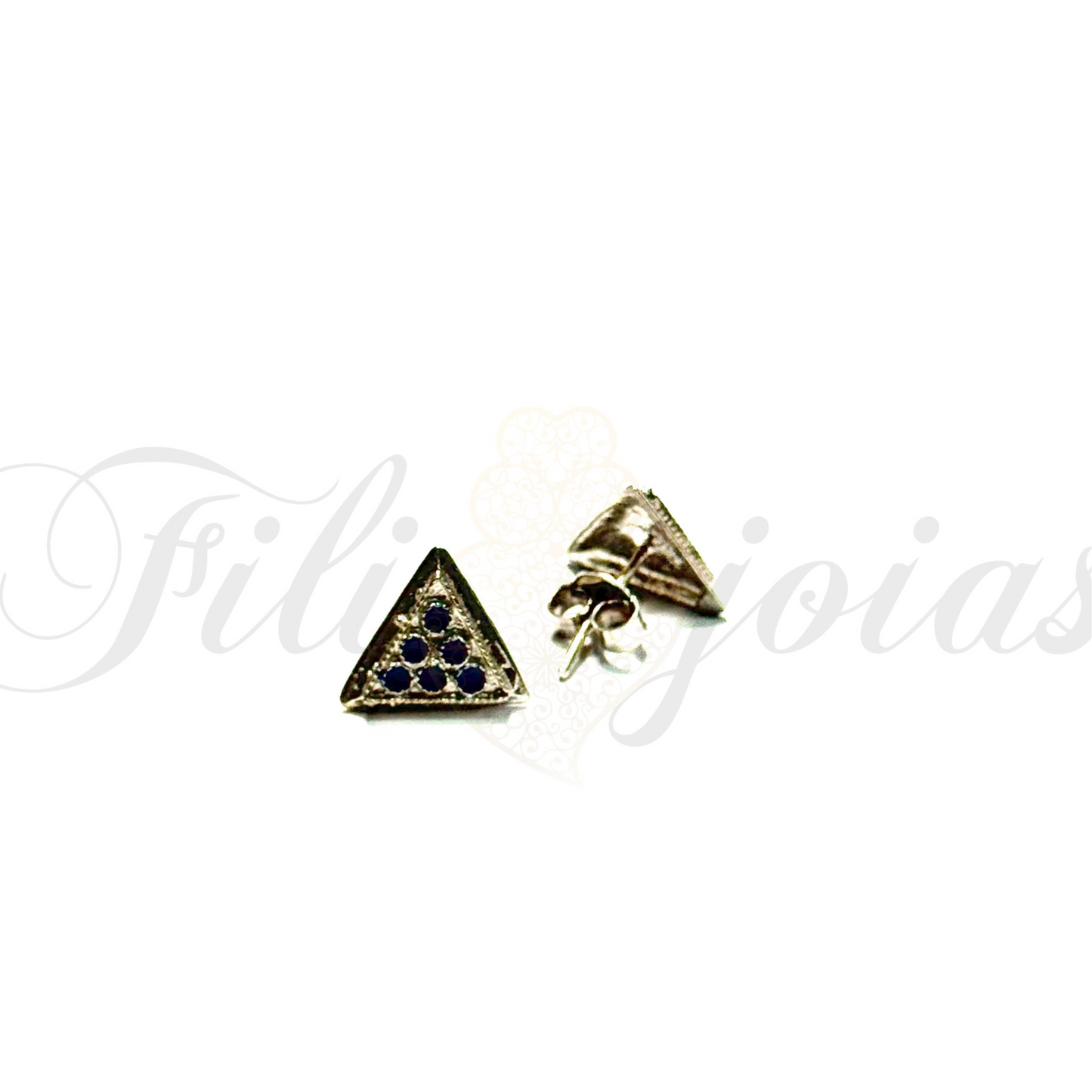 Brinco Triângulo de Esmalte Azul (Tamanho M)