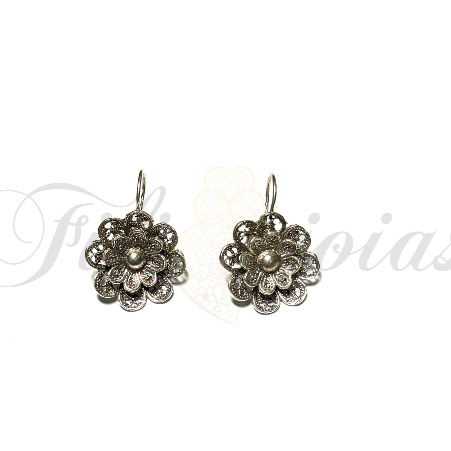 Brinco Flor Dupla de Filigrana