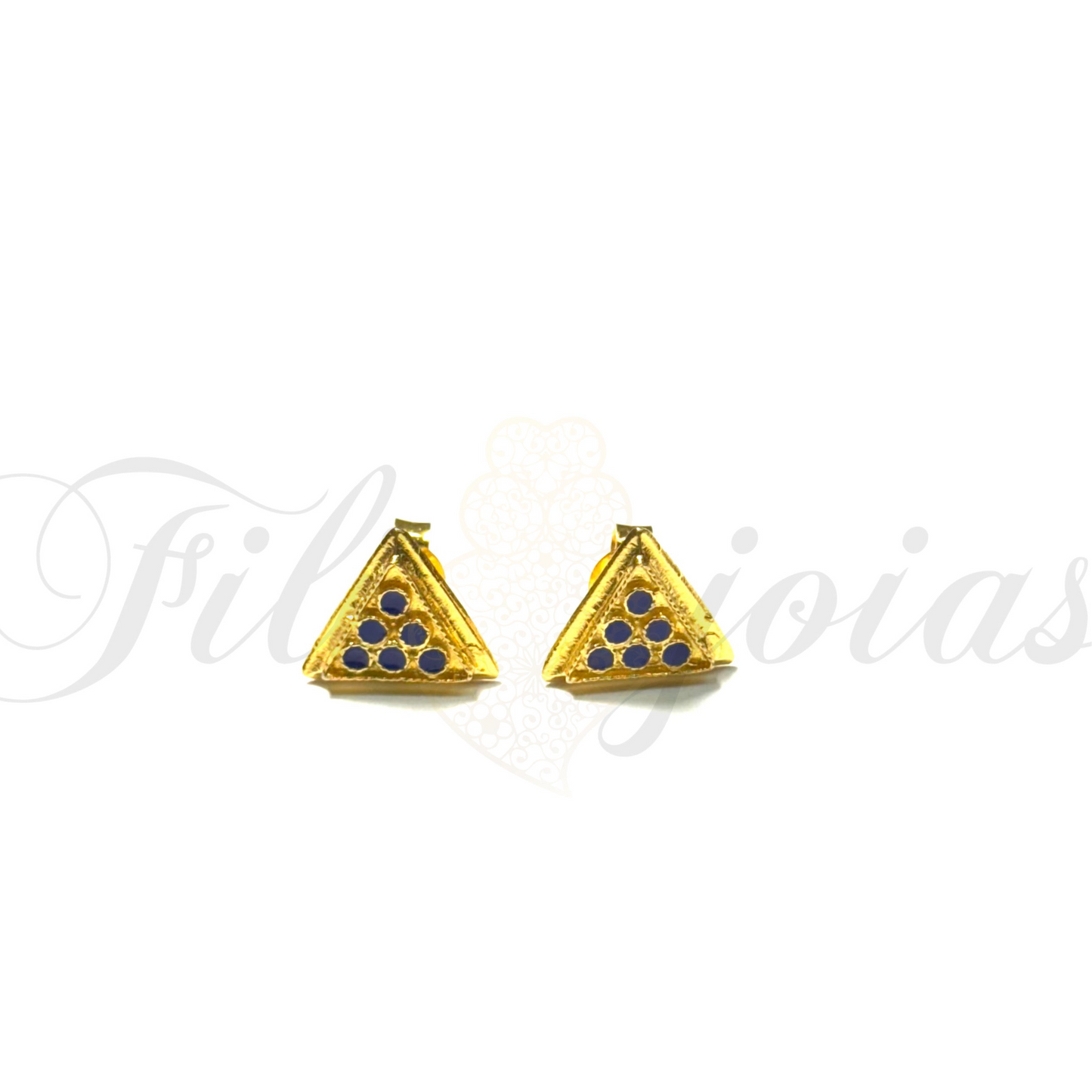 Brinco Triângulo de Esmalte Azul (Tamanho M)