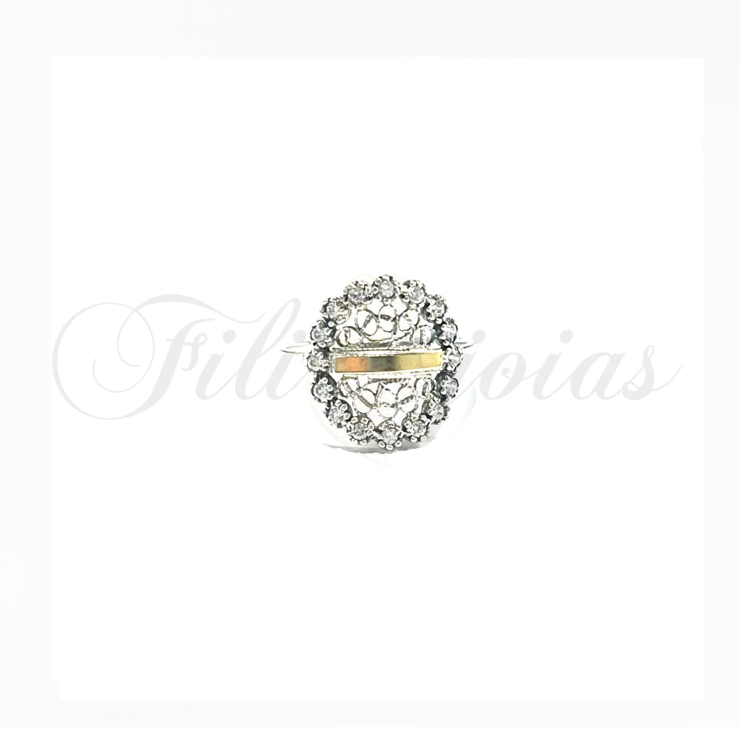 Anel Círculo de Filigrana Prata e Ouro