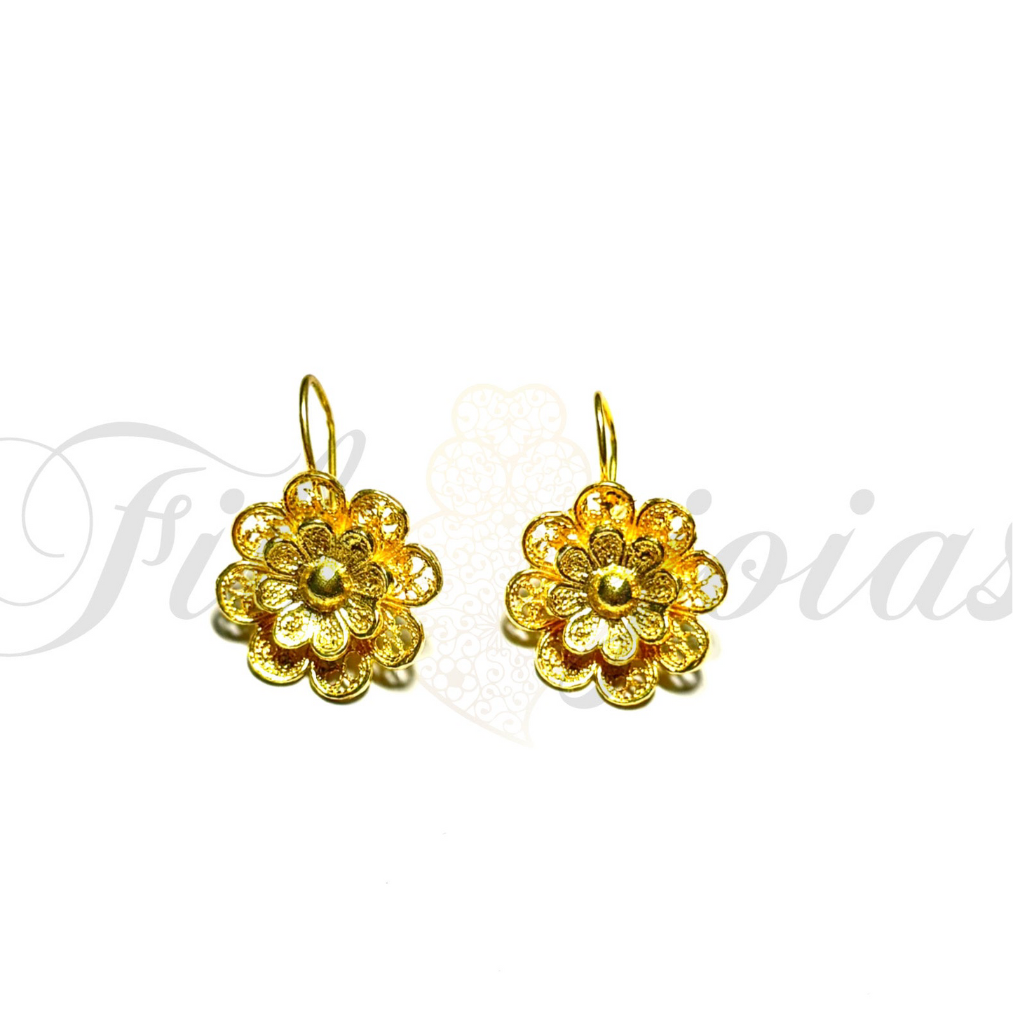 Brinco Flor Dupla de Filigrana