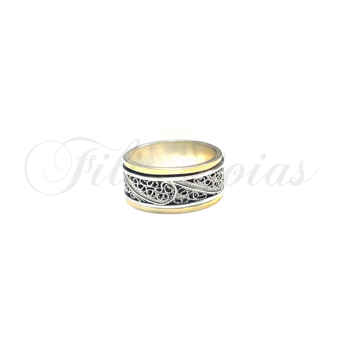 Anel de Filigrana Prata e Ouro