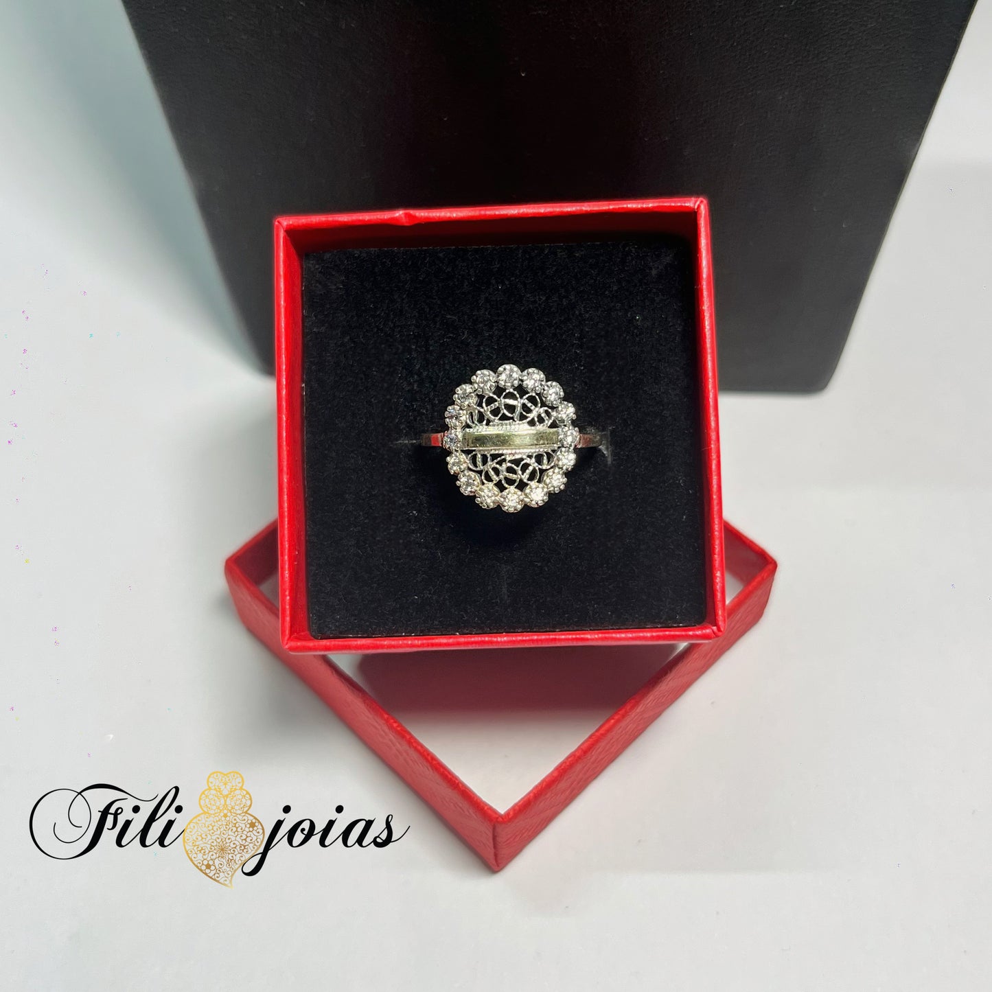 Anel Círculo de Filigrana Prata e Ouro