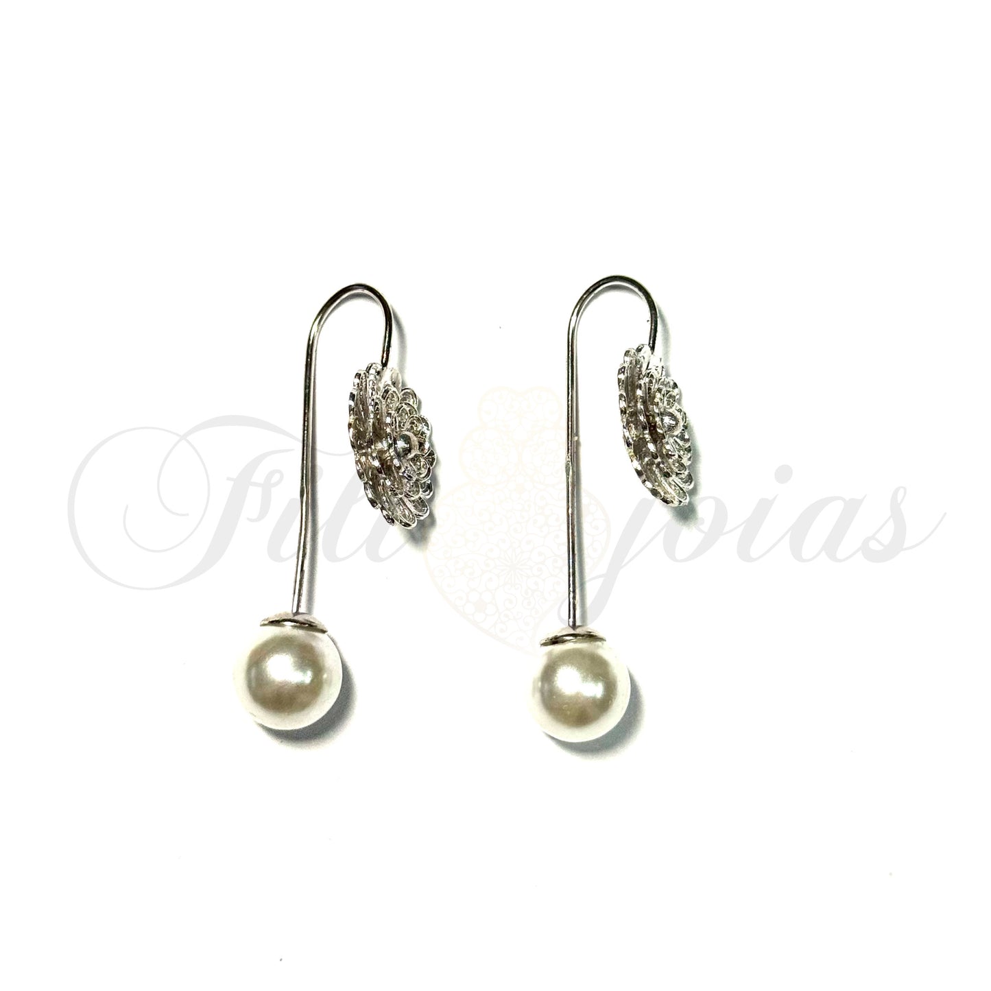 Brinco Pérola com Flor Aberta