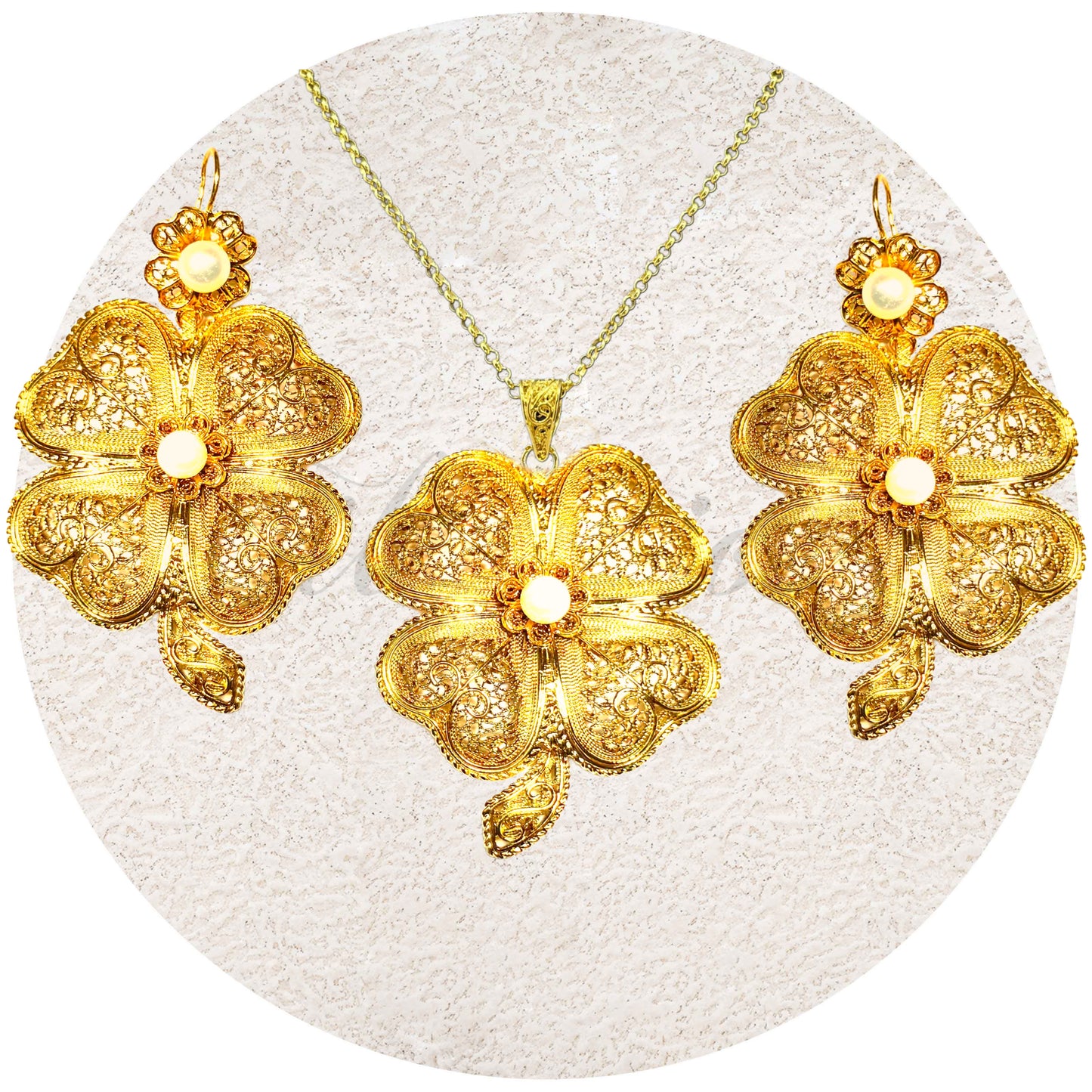 Conjunto Trevos de Filigrana