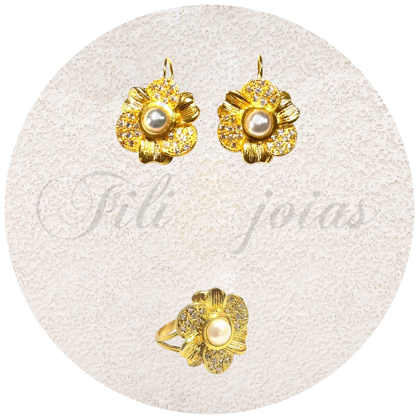 Conjunto Flor de Zircónias