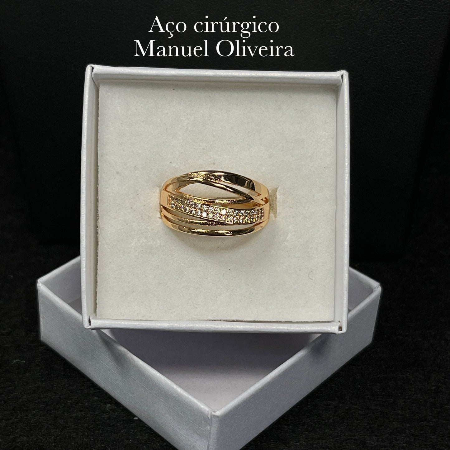 •Anel onda brilhante em Aço Cirúrgico Hipoalergênico