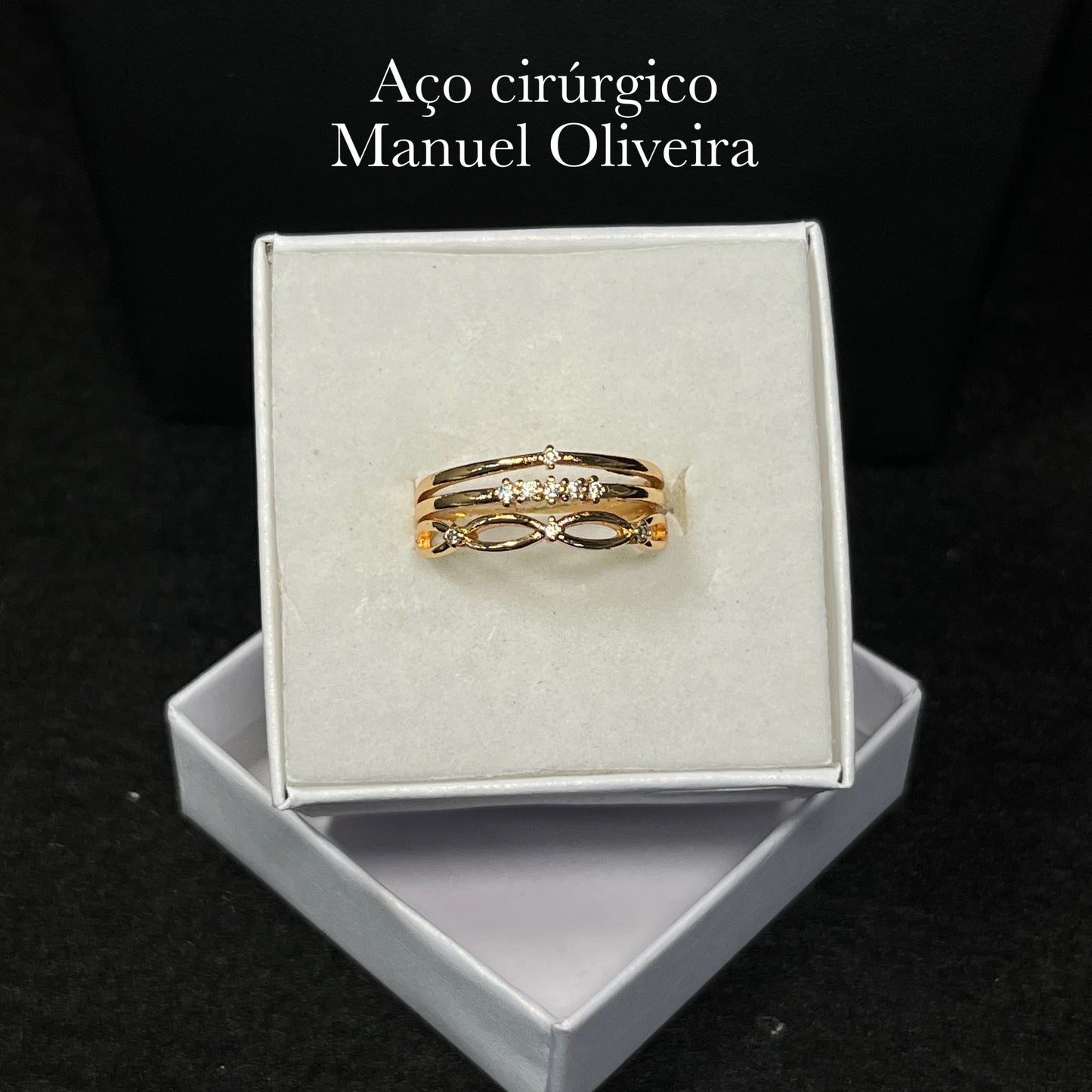 •Anel triplo em Aço Cirúrgico Hipoalergênico
