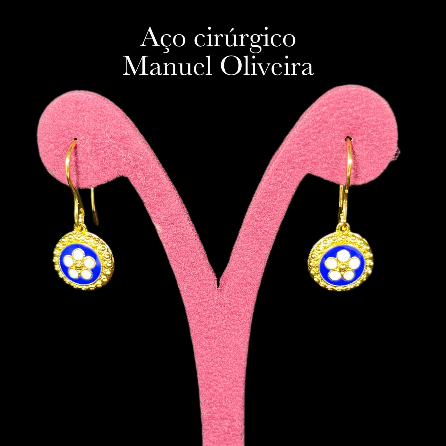 •Conjunto Rosinha de Portugal Aço Cirúrgico Hipoalergênico