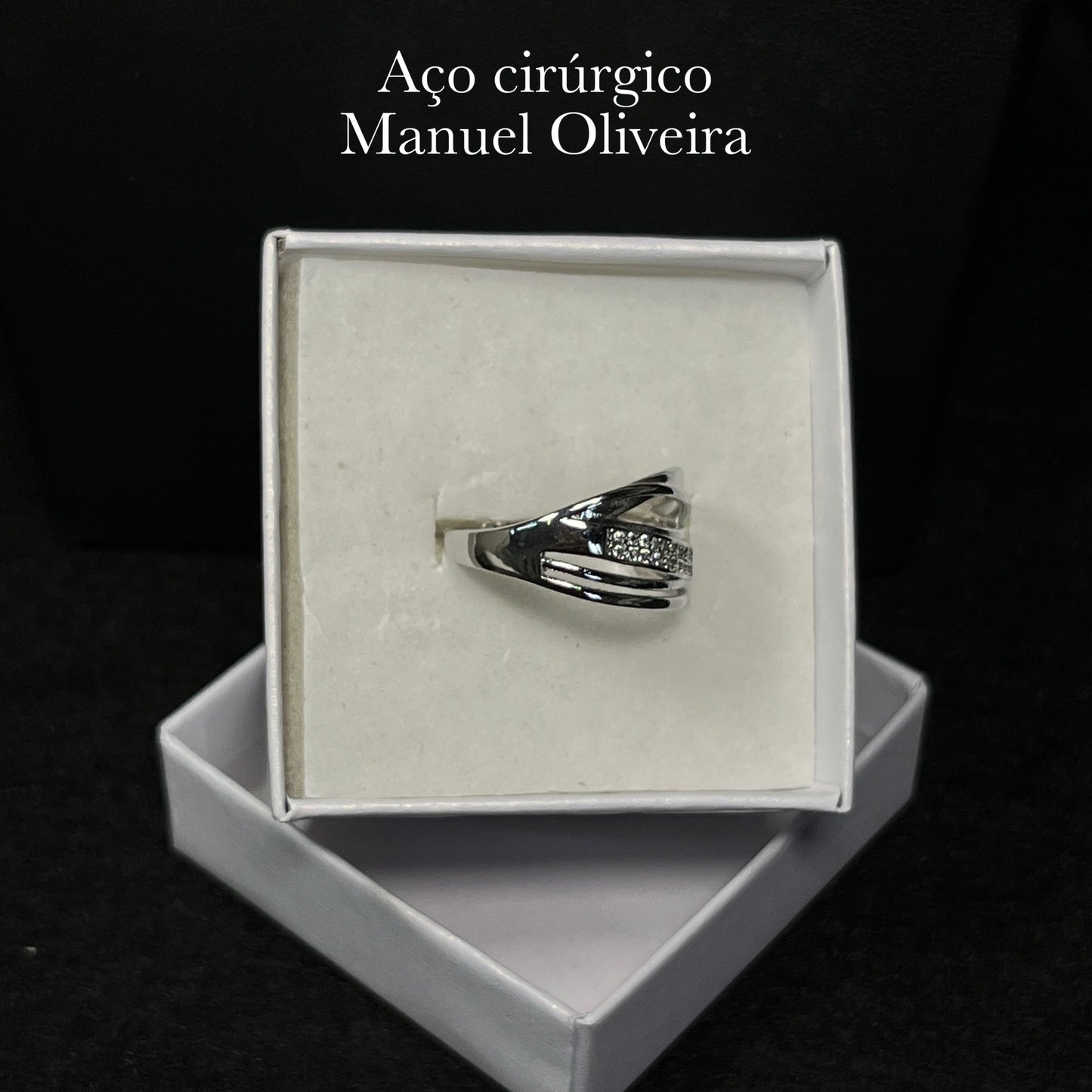•Anel onda brilhante em Aço Cirúrgico Hipoalergênico