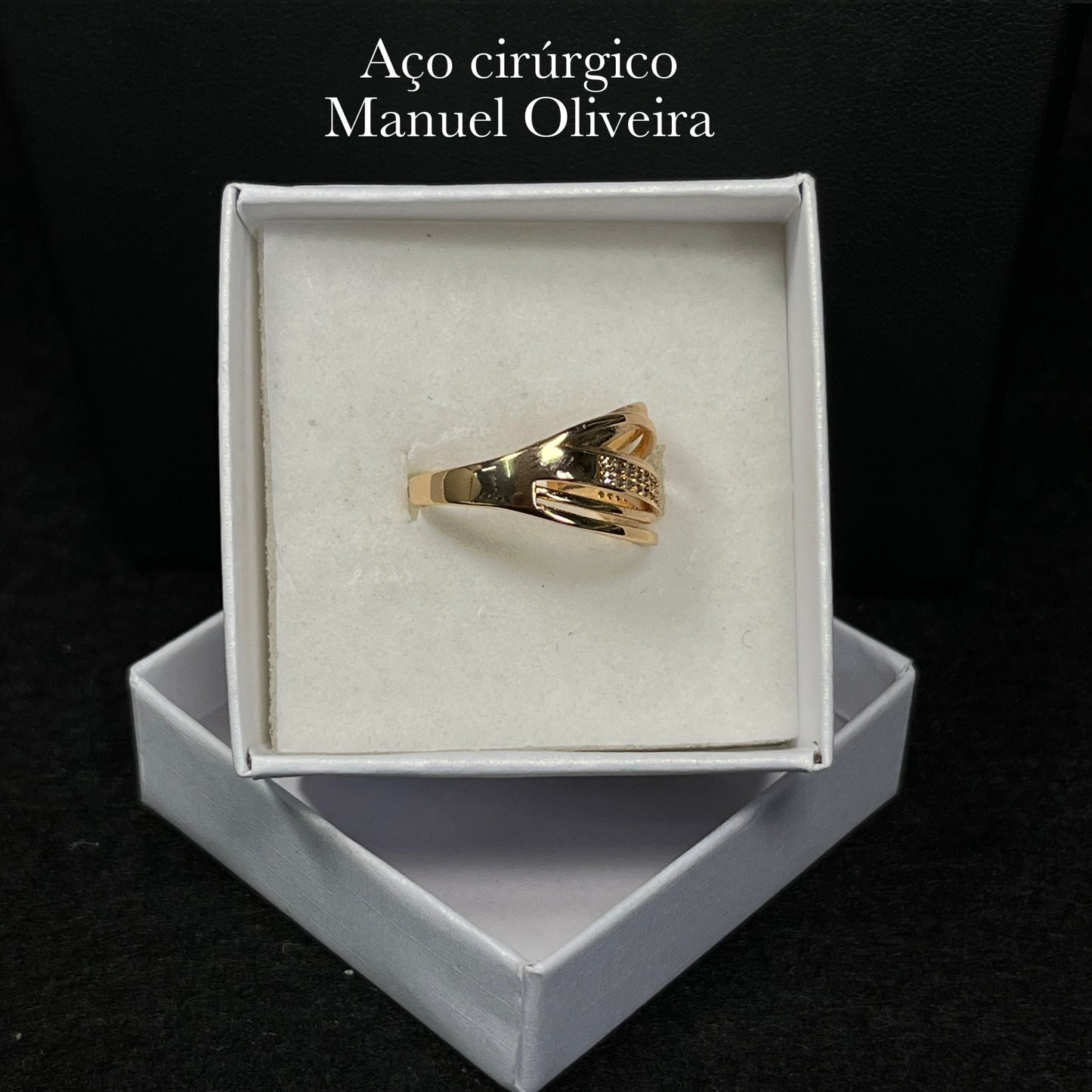 •Anel onda brilhante em Aço Cirúrgico Hipoalergênico