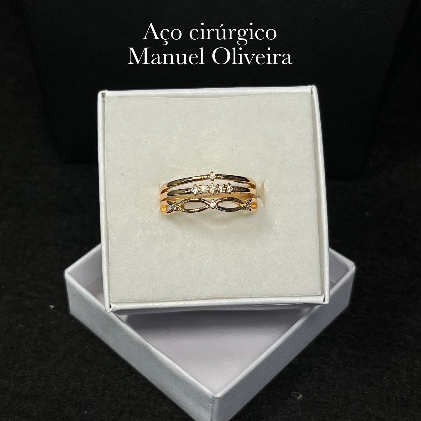 •Anel triplo em Aço Cirúrgico Hipoalergênico