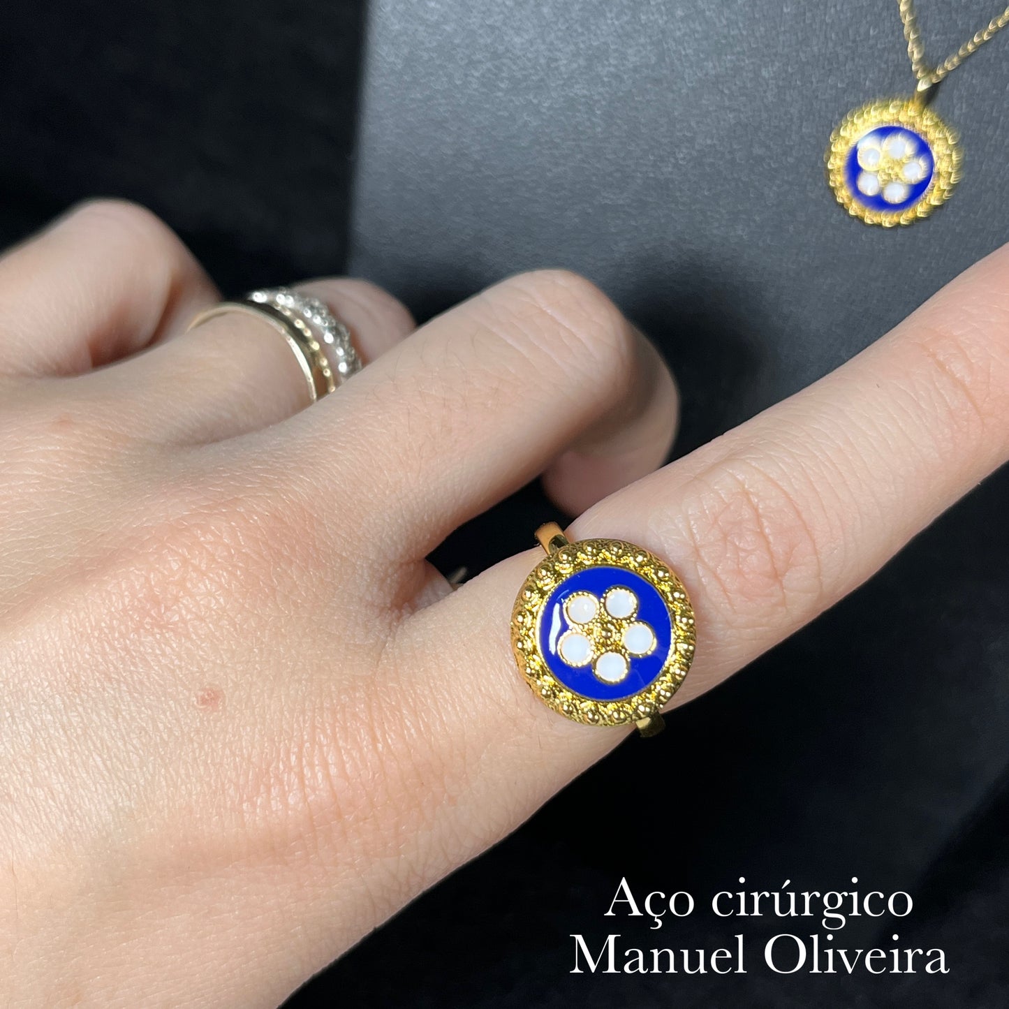 •Conjunto Rosinha de Portugal Aço Cirúrgico Hipoalergênico