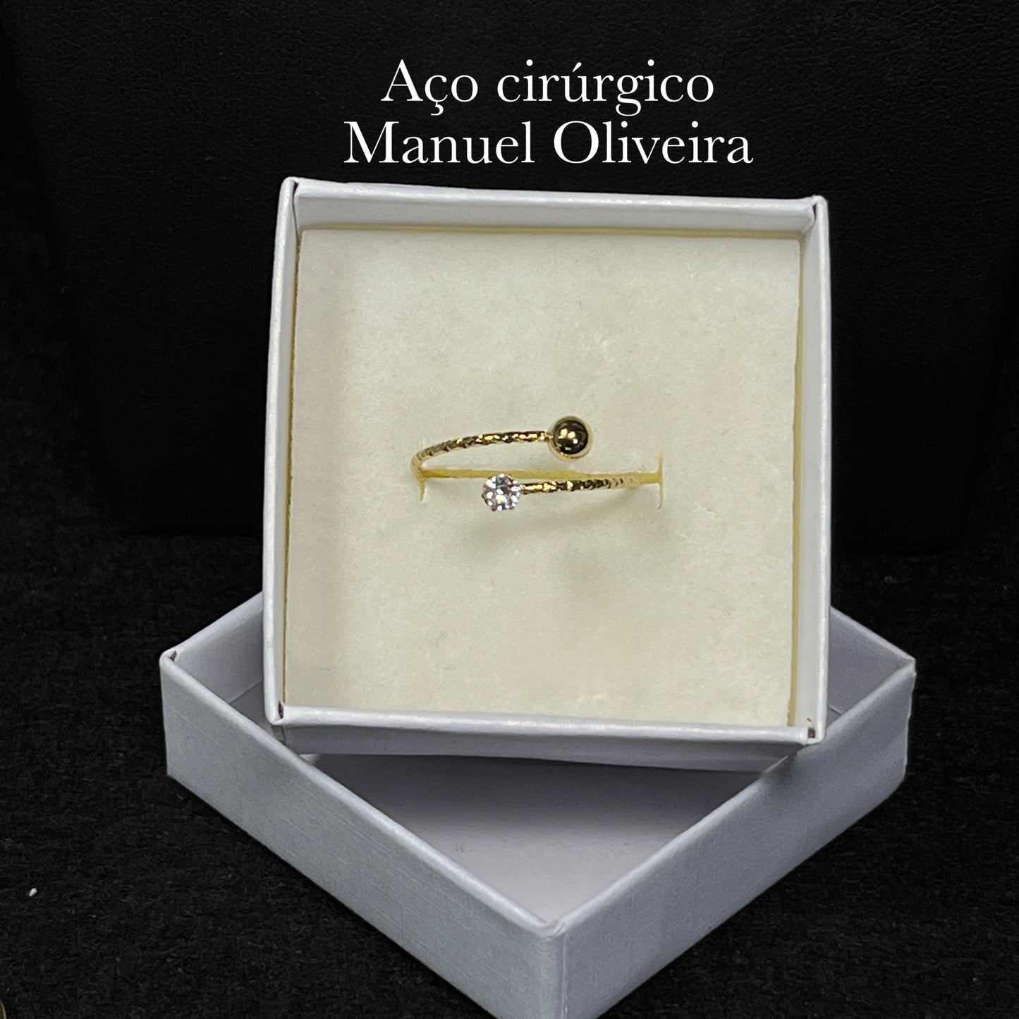 •Anel Zircónia em Aço Cirúrgico Hipoalergênico