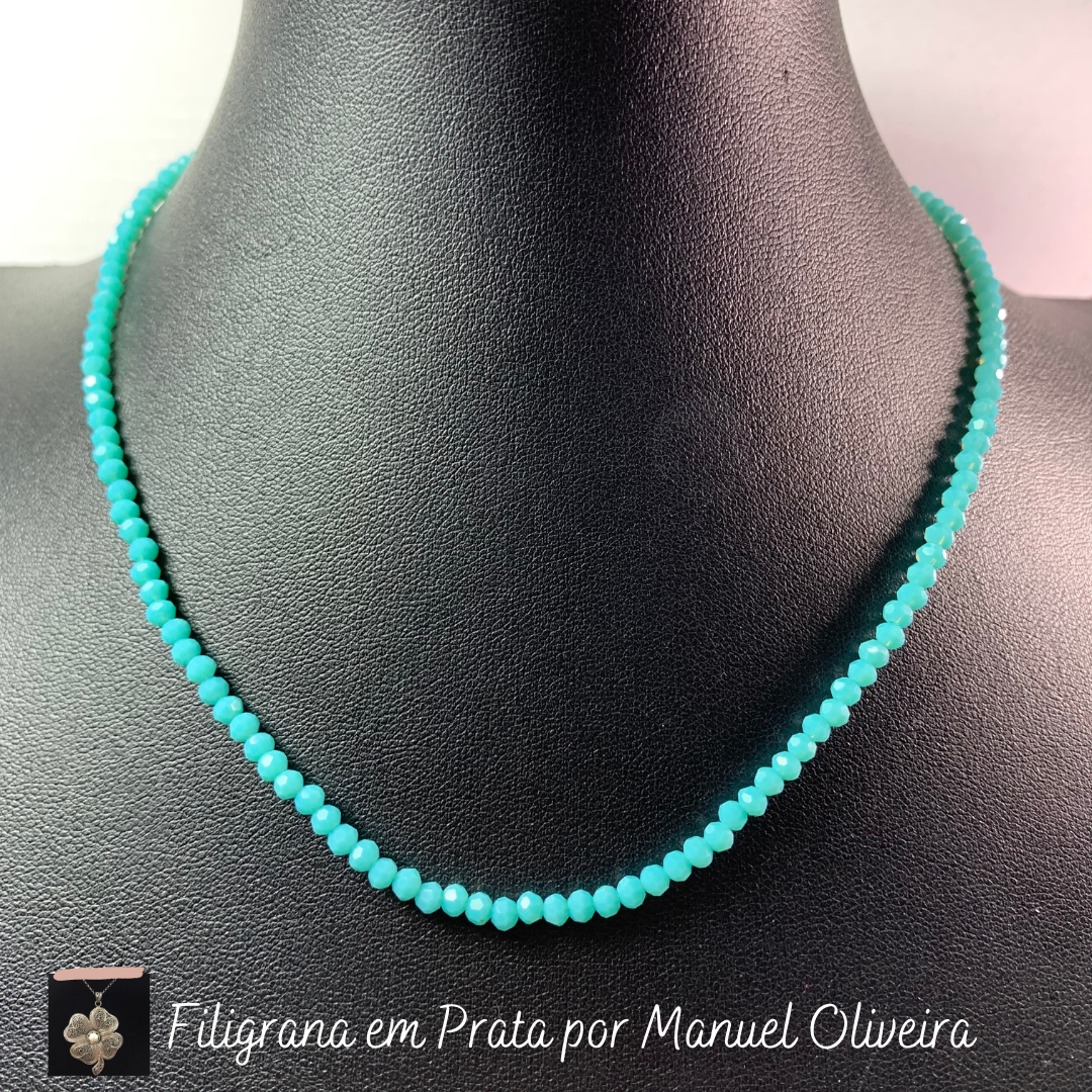 Colar Pedra Água Marinha Lapidada