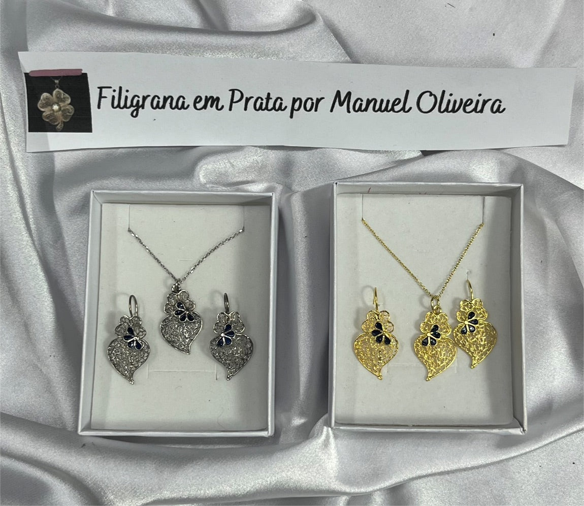 Conjunto Corações esmaltados