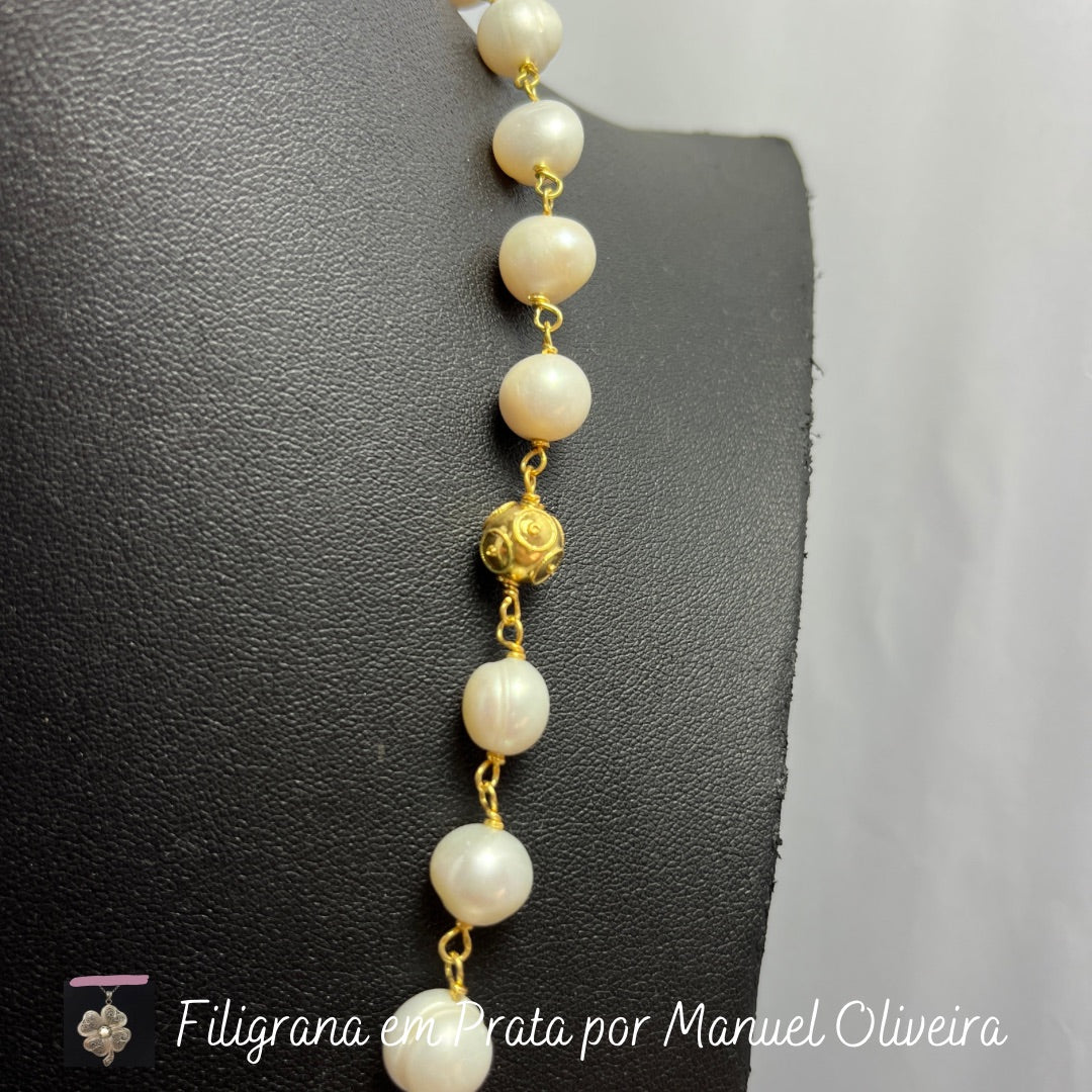 Colar Contas de Viana e Pérolas naturais