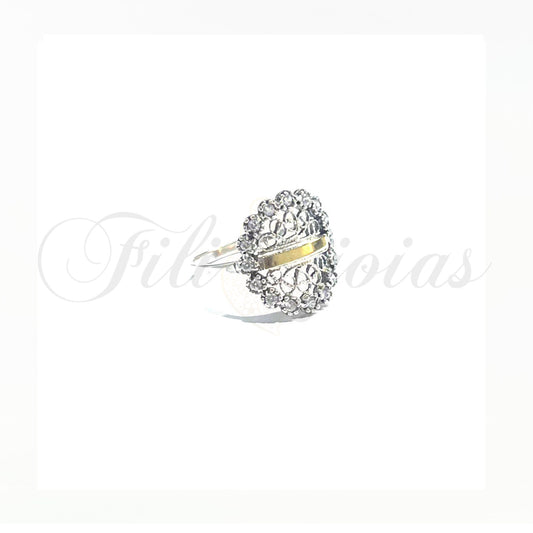 Anel Círculo de Filigrana Prata e Ouro