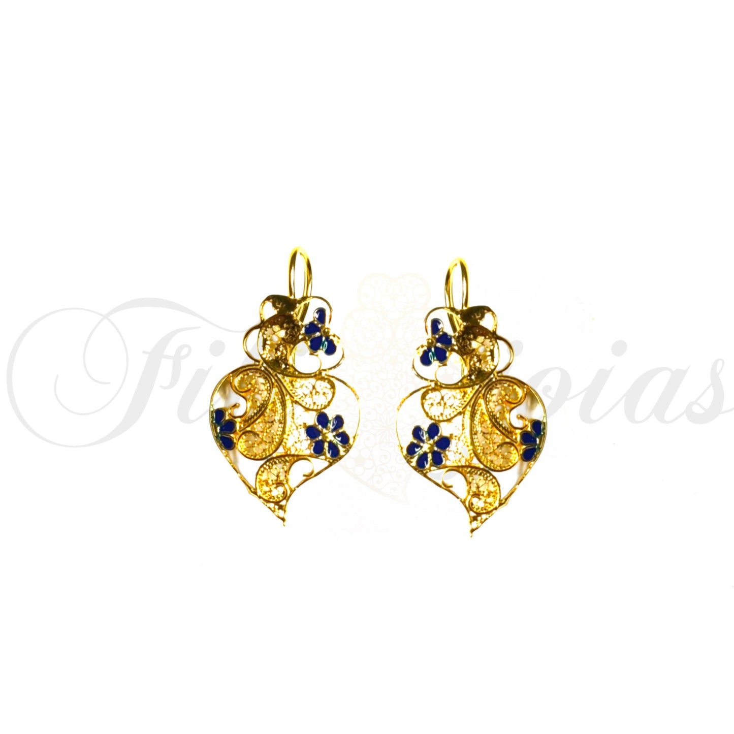 Brinco Coração de Viana Esmaltado com Flores