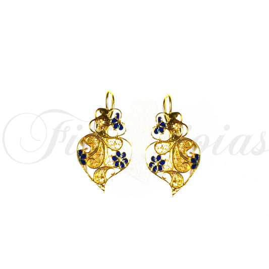 Brinco Coração de Viana Esmaltado com Flores