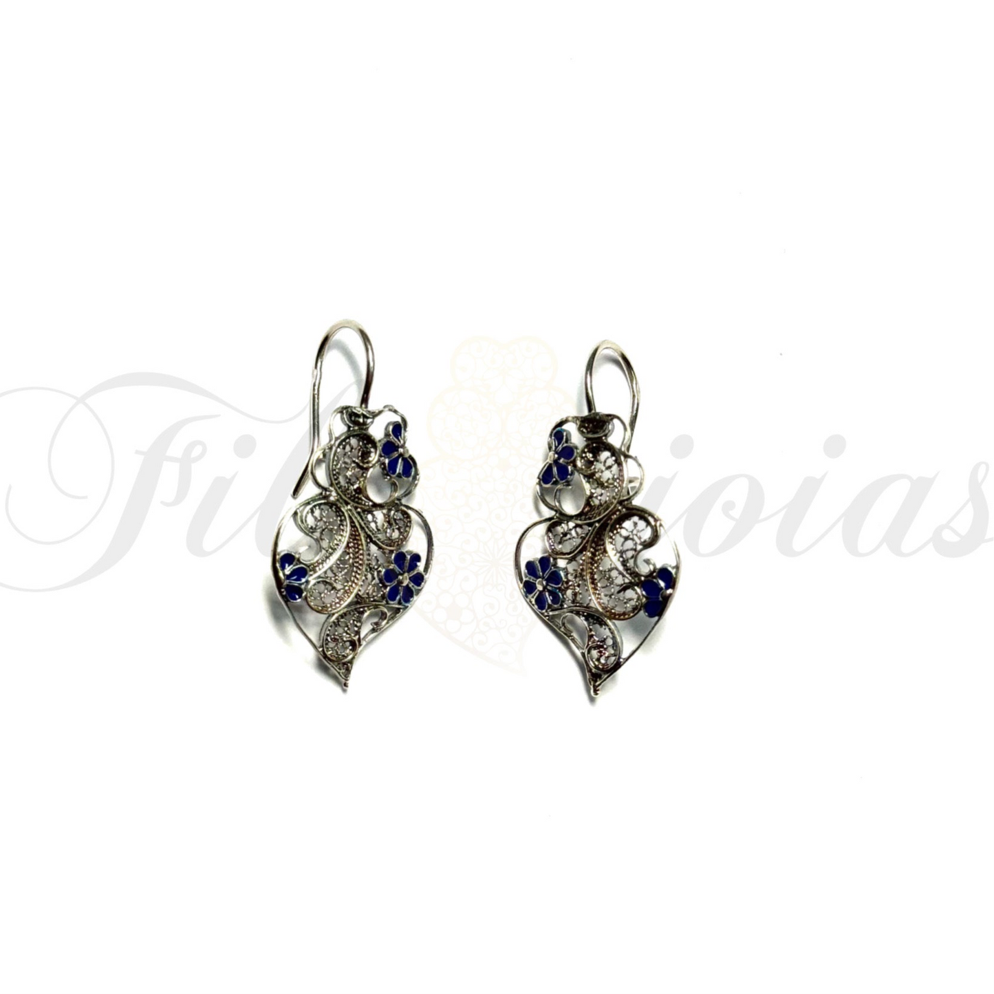 Brinco Coração de Viana Esmaltado com Flores