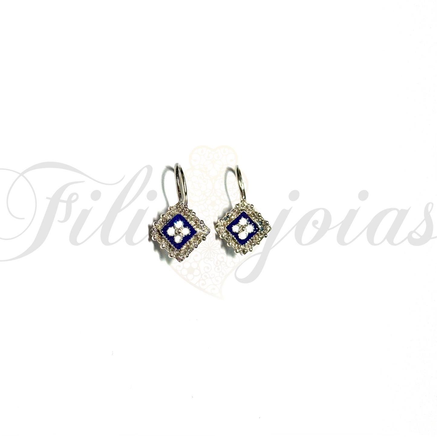 Brinco Losango de Esmalte com Caramujos (tamanho S)