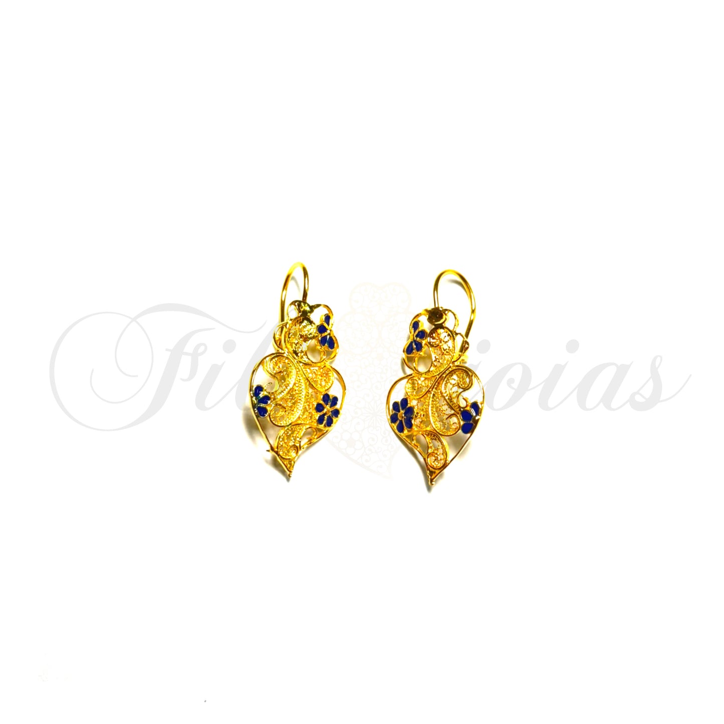 Brinco Coração de Viana Esmaltado com Flores