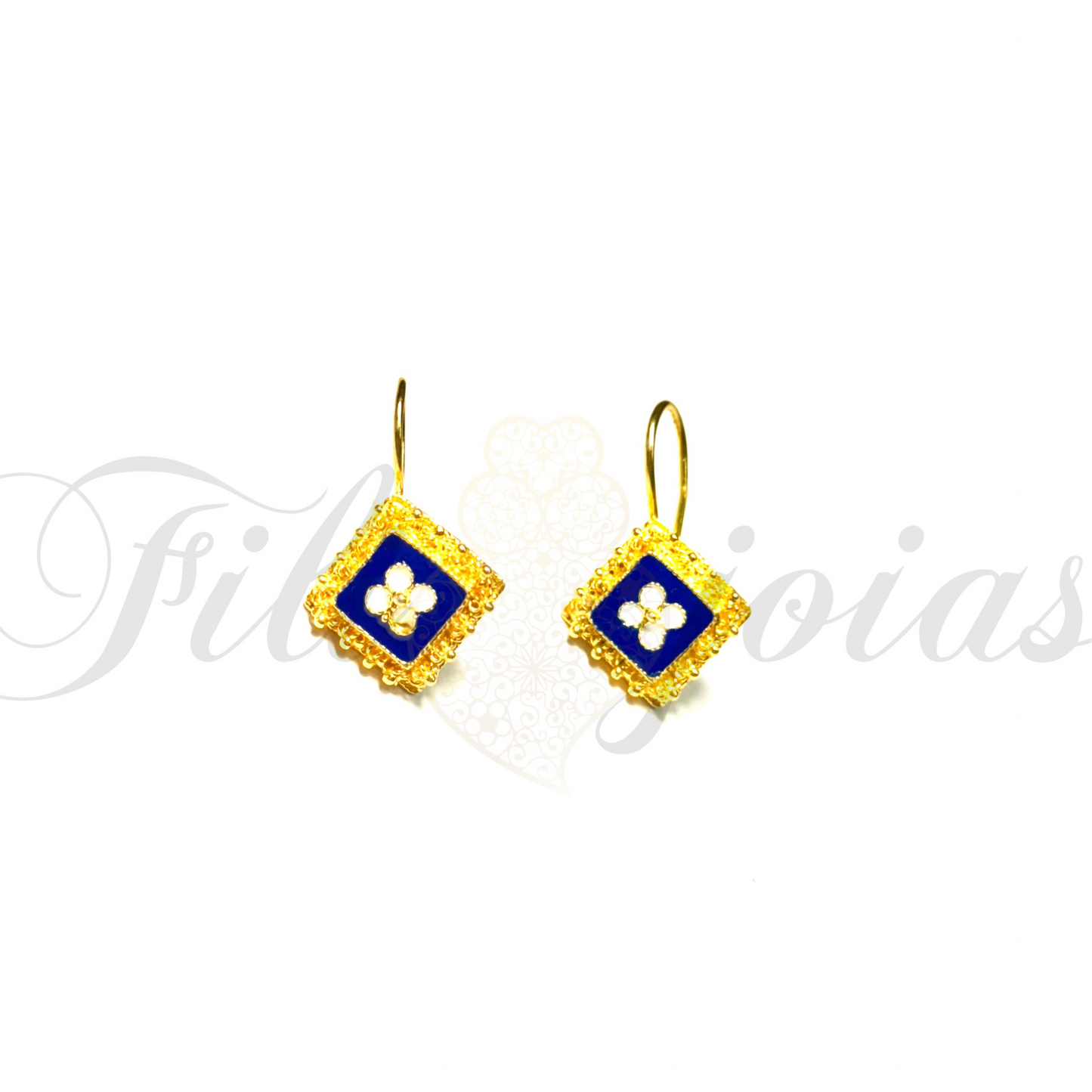 Brinco Losango de Esmalte com caramujos (tamanho M)