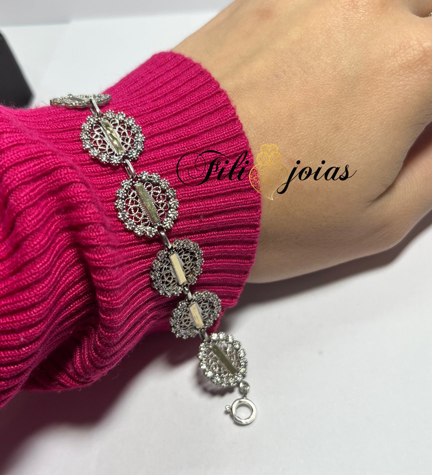 Pulseira Círculos em Filigrana Prata e Ouro