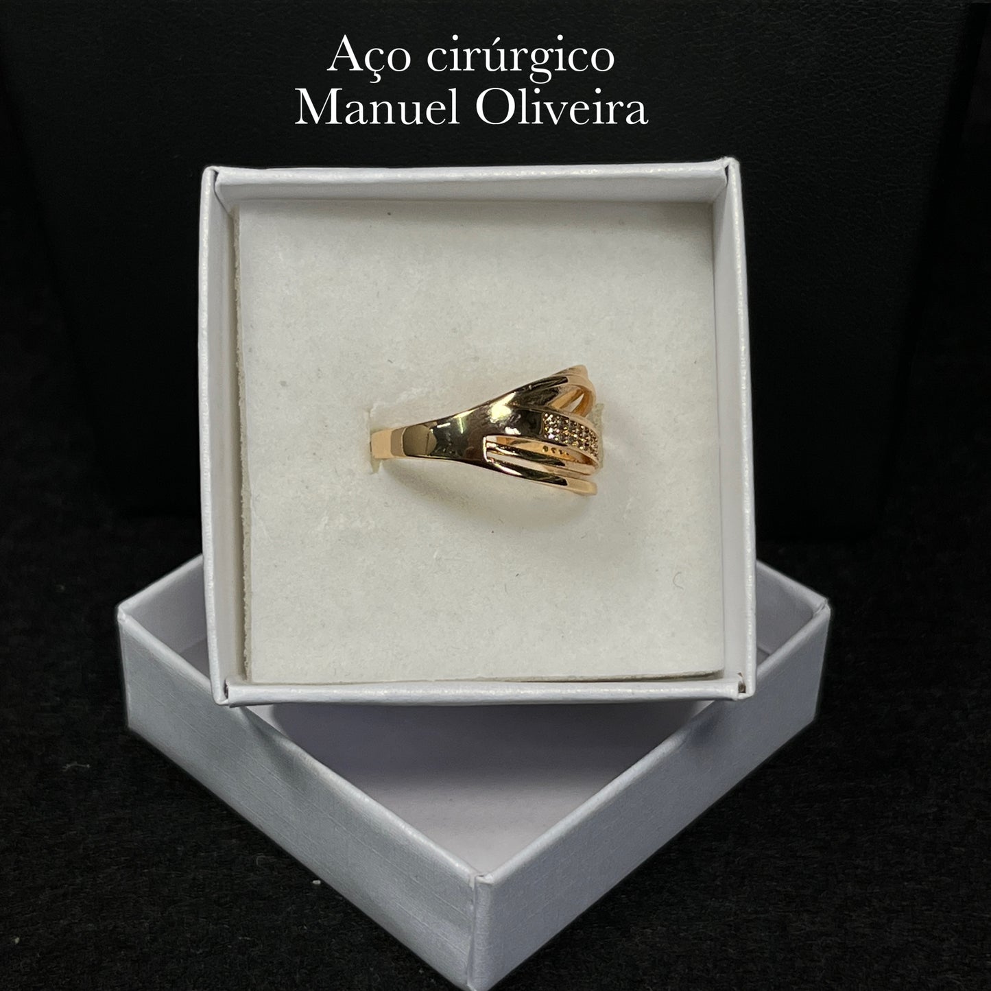 •Anel onda brilhante em Aço Cirúrgico Hipoalergênico