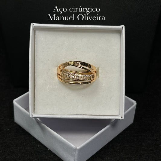 •Anel onda brilhante em Aço Cirúrgico Hipoalergênico