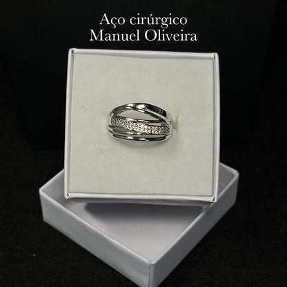 •Anel onda brilhante em Aço Cirúrgico Hipoalergênico