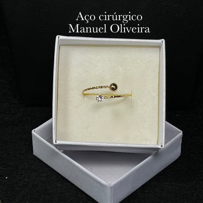 •Anel Zircónia em Aço Cirúrgico Hipoalergênico