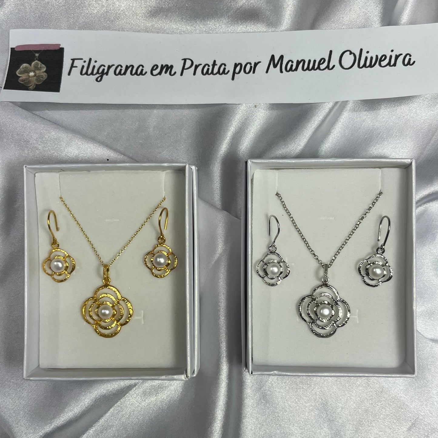 Conjunto flores de pérolas